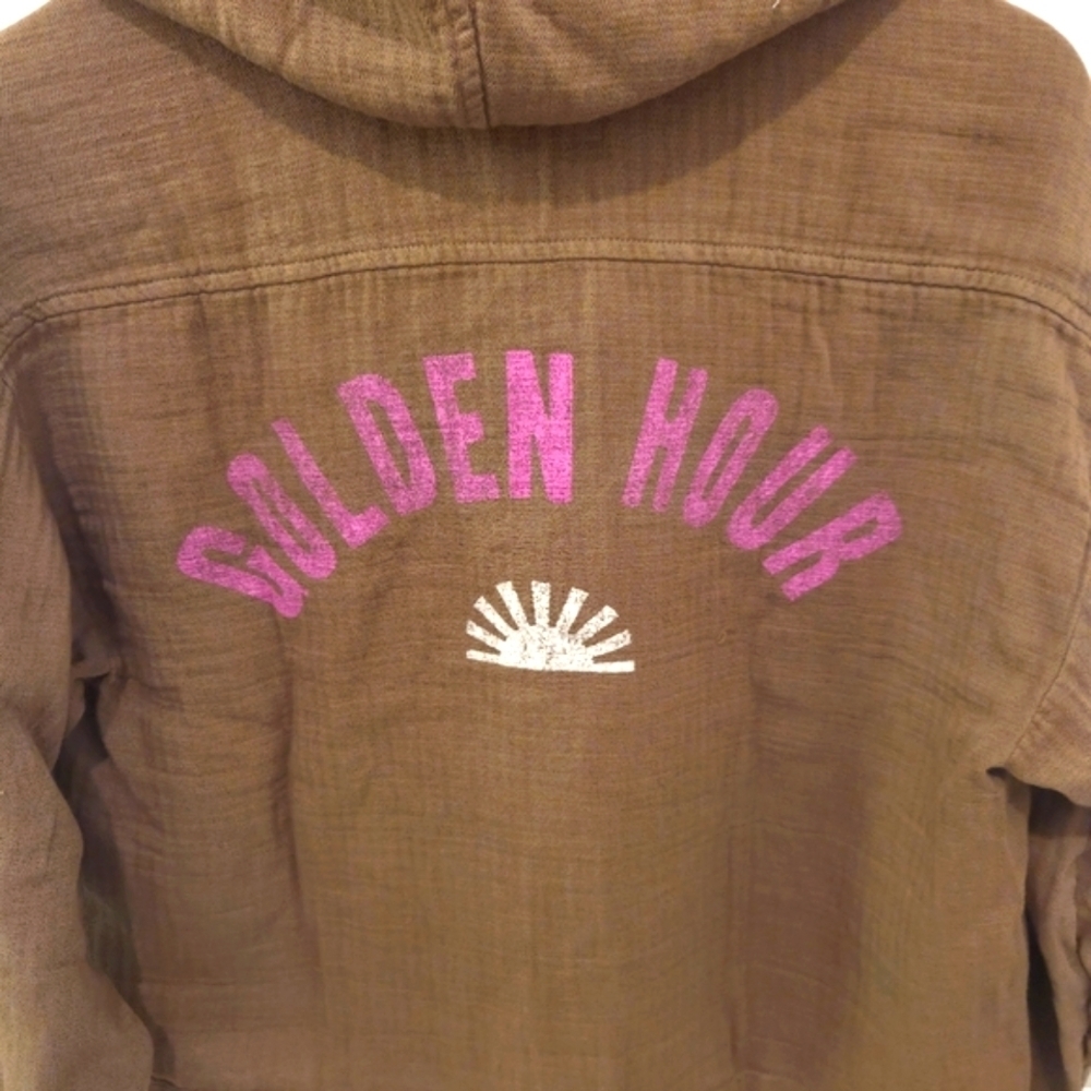 Sundry By Anthropologie Olive Green "Golden Hour" Utility Shacket Soft!! - Picture 7 of 8